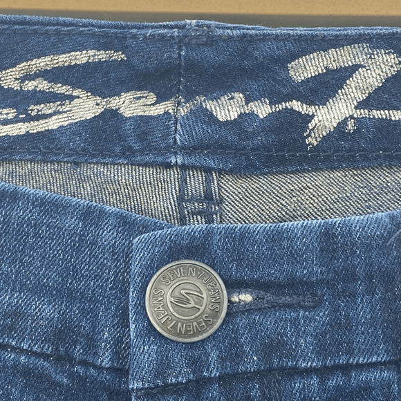 Seven7 Women's Low Rise Slim Straight Leg Jeans Blue Denim Medium Wash Size 14 - Picture 9 of 12
